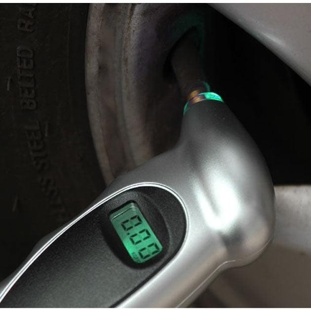 1/4 inch LCD Display Screen Digital Tire Gauge with LED Light, Pressure Range: 0-100PSI, 1/4 inch