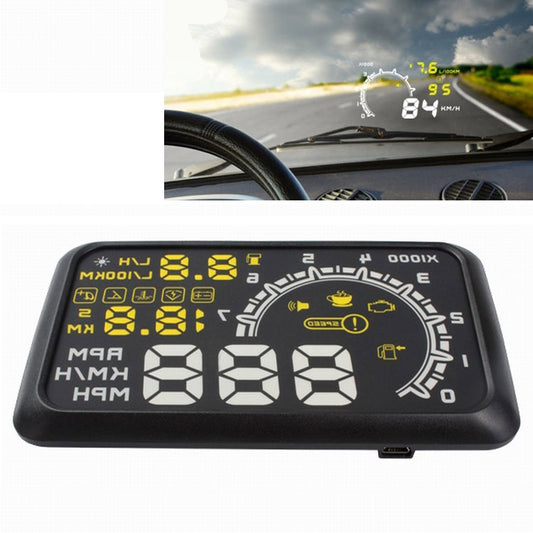 W02 5.5 inch Car OBDII HUD Fuel Consumption Warning System Vehicle-mounted Head Up Display Projector with LED, W02