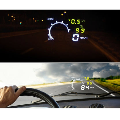 W02 5.5 inch Car OBDII HUD Fuel Consumption Warning System Vehicle-mounted Head Up Display Projector with LED, W02