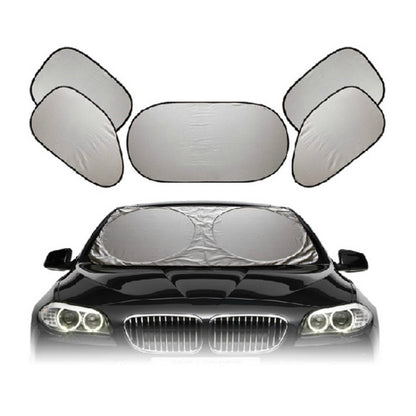 6 in 1 Summer Accessories Coated Silver Car Sun Shade Cloth Set, Random Color Delivery, 6 in 1 Sun Shade