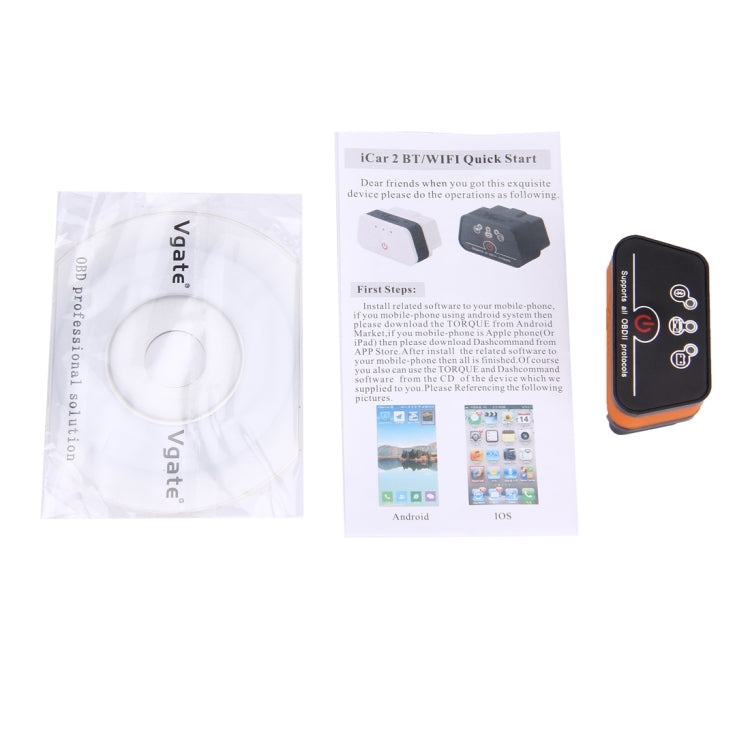 Vgate iCar II Super Mini ELM327 OBDII Bluetooth V3.0 Car Scanner Tool, Support Android OS, Support All OBDII Protocols, Bluetooth V3.0 Black, Bluetooth V3.0 Oragne, Bluetooth V3.0  White, Bluetooth V3.0 Orange + Black, Bluetooth V3.0 Blue��������������...