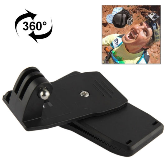 مشبك تثبيت على الظهر يدور 360 درجة لكاميرات GoPro وInsta360 وDJI وغيرها من كاميرات الحركة، مشبك تثبيت (أسود)، مشبك تثبيت