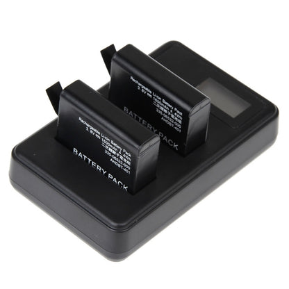 شاحن بطاريتين بشاشة LCD لكاميرا GoPro HERO4 (AHDBT-401)، يعرض سعة الشحن (GP258-C)، لكاميرا GoPro HERO4