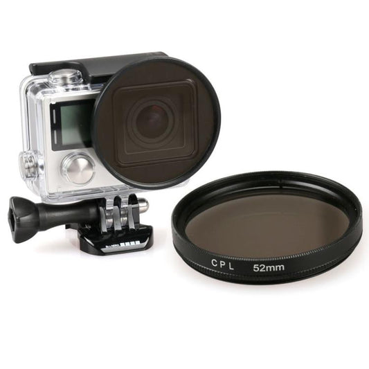 فلتر عدسة CPL دائري 52 مم لكاميرات GoPro HERO 4 / 3+ وكاميرات Xiaoyi الرياضية وكاميرات رياضية أخرى وغطاء غوص وعدسة CPL