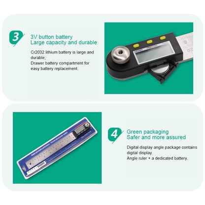 300mm 2-in1 Digital Angle Finder Meter Protractor Goniometer Ruler, 300mm Ruler