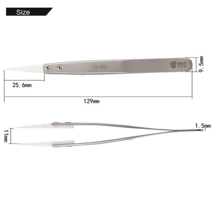 BEST BST-72-MZ 302 Stainless Steel High Temperature Resistance Ceramic Tip Tweezers, BST-72-MZ