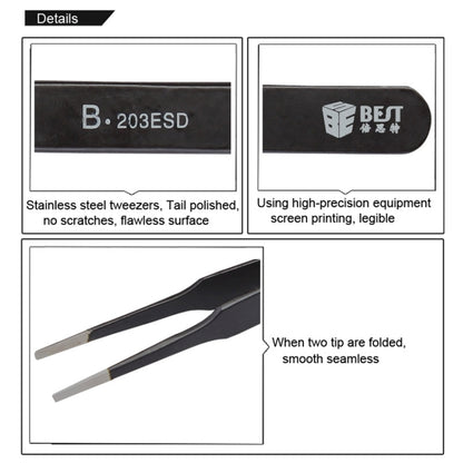 أفضل ملقط BST-203ESD 202 المقاوم للصدأ والمضاد للكهرباء الساكنة، BST-203ESD