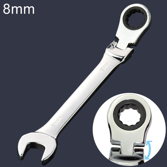8mm Dual-use Opening Plum Ratcheting Angled Wrench , Length: 13.8cm, 8mm