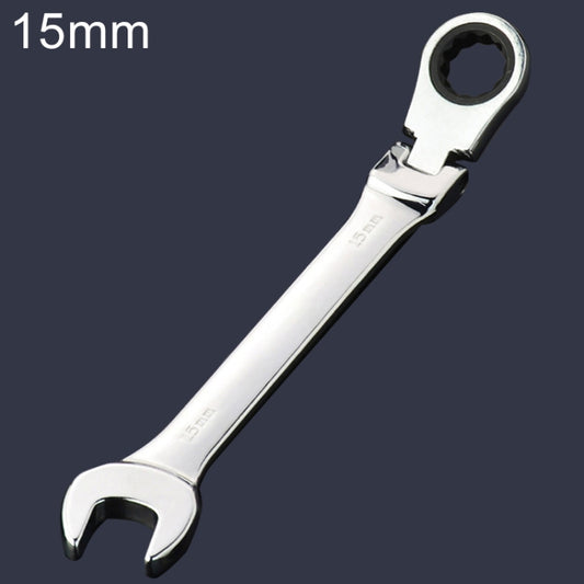 15mm Dual-use Opening Plum Ratcheting Angled Wrench , Length: 19.5cm, 15mm