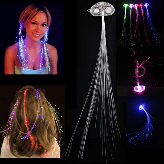 4pcs Cool Color Change Flashing Braid Luminous Pigtail Hair Clips LED Light Fiber for KTV / Bars / Clubs / Christmas Activities (Random Color Delivery), Transparent
