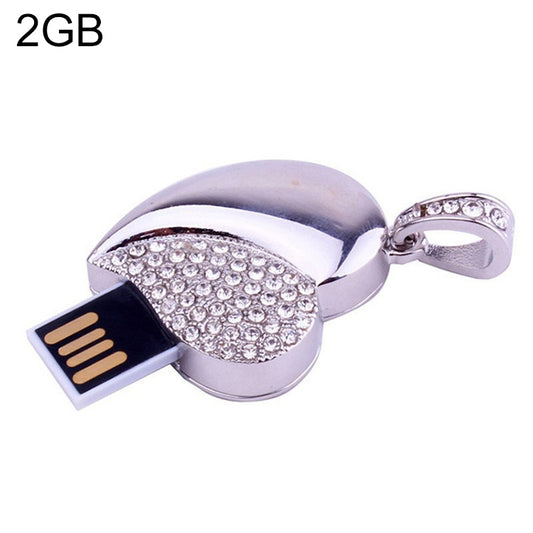 قرص فلاش USB من الفضة على شكل قلب مرصع بالألماس، هدية خاصة لعيد الحب، 2 جيجابايت، 4 جيجابايت، 8 جيجابايت، 16 جيجابايت، 32 جيجابايت