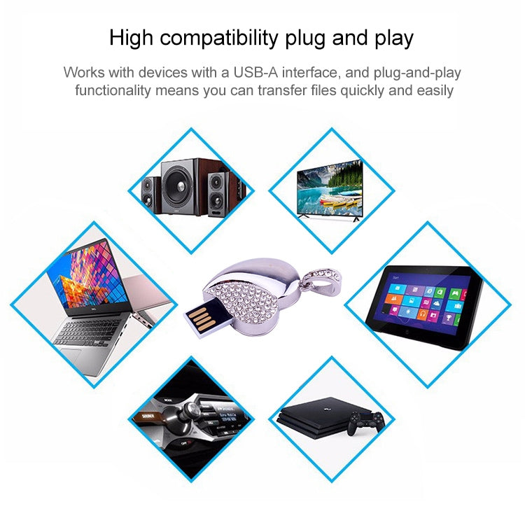قرص فلاش USB من الفضة على شكل قلب مرصع بالألماس، هدية خاصة لعيد الحب، 2 جيجابايت، 4 جيجابايت، 8 جيجابايت، 16 جيجابايت، 32 جيجابايت