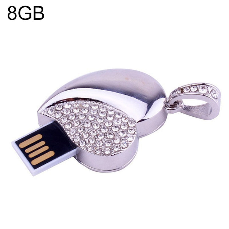 قرص فلاش USB من الفضة على شكل قلب مرصع بالألماس، هدية خاصة لعيد الحب، 2 جيجابايت، 4 جيجابايت، 8 جيجابايت، 16 جيجابايت، 32 جيجابايت