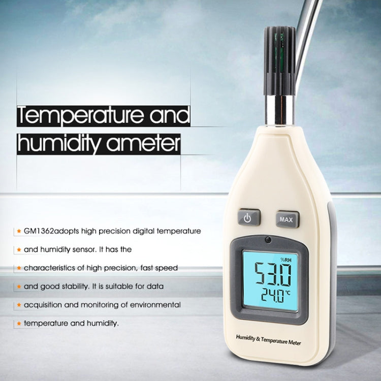 جهاز قياس الرطوبة ودرجة الحرارة الرقمي BENETECH GM1362 بشاشة 1.45 بوصة، GM1362