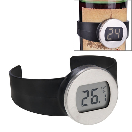 مقياس حرارة زجاجات النبيذ بشاشة LCD رقمية بدرجة مئوية، قطر الزجاجة المناسب: 65-80 مم (أسود + فضي)، TL802-TT