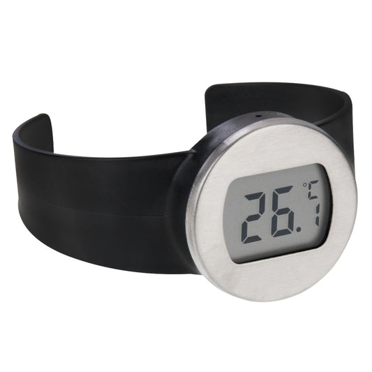 مقياس حرارة زجاجات النبيذ بشاشة LCD رقمية بدرجة مئوية، قطر الزجاجة المناسب: 65-80 مم (أسود + فضي)، TL802-TT
