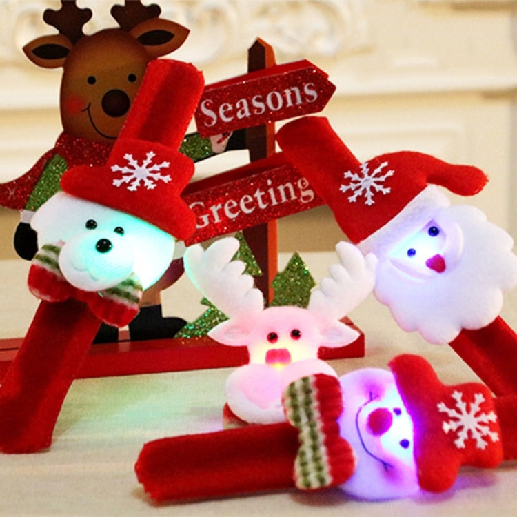 Santa Style Flash Light Merry Christmas Slap Pat Circle Wristband, Flannel Light Santa Claus