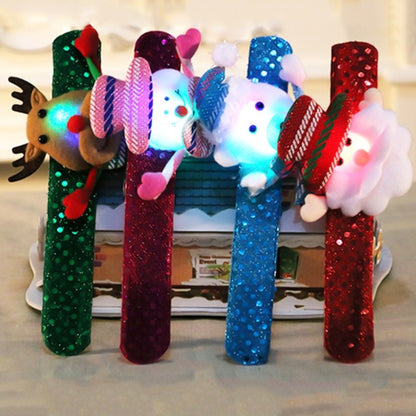 Santa Style Flash Light Merry Christmas Slap Pat Circle Wristband, Flannel Light Santa Claus