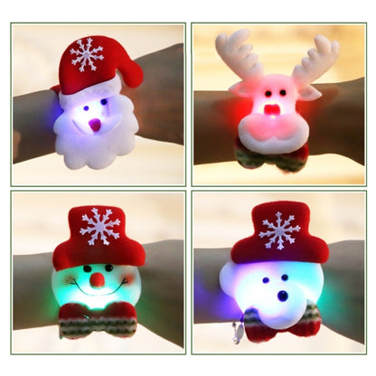 Santa Style Flash Light Merry Christmas Slap Pat Circle Wristband, Flannel Light Santa Claus