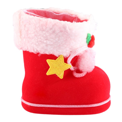Santa Pattern Christmas Decoration Flocking Stocking Boot Candy Bag, Size: 9cm x 10cm x 5cm, Size: 9cm x 10cm x 5cm