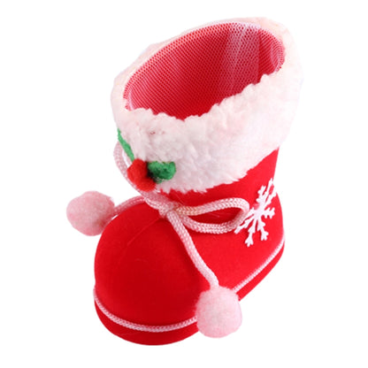 Santa Pattern Christmas Decoration Flocking Stocking Boot Candy Bag, Size: 9cm x 10cm x 5cm, Size: 9cm x 10cm x 5cm