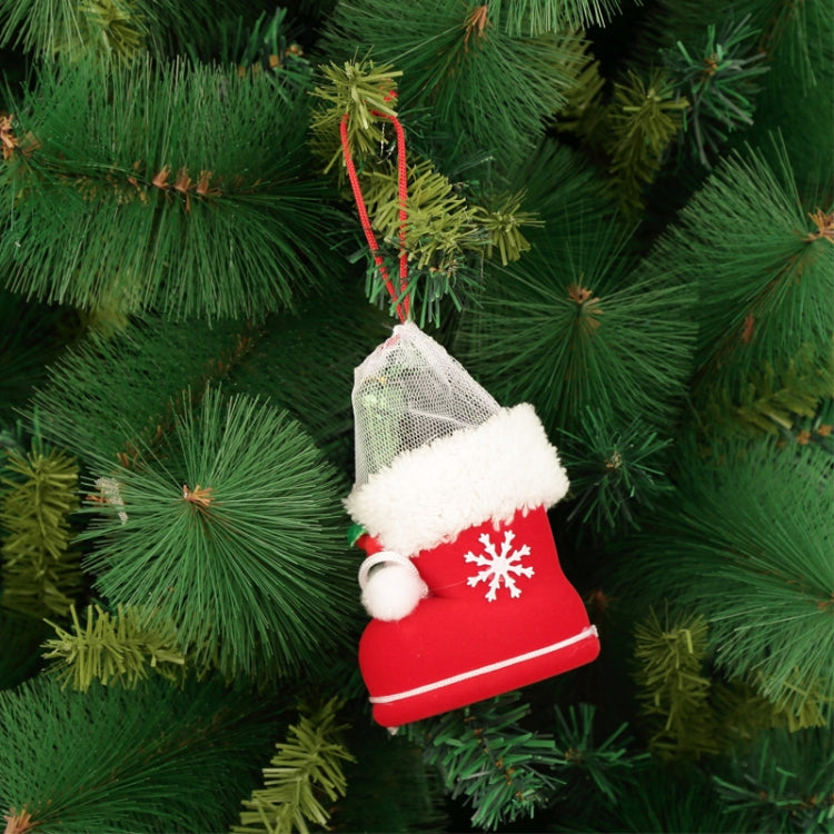 Santa Pattern Christmas Decoration Flocking Stocking Boot Candy Bag, Size: 9cm x 10cm x 5cm, Size: 9cm x 10cm x 5cm