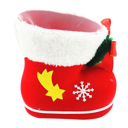 Santa Pattern Christmas Decoration Flocking Stocking Boot Candy Bag, Size: 13cm x 10cm x 7cm, Size: 13cm x 10cm x 7cm