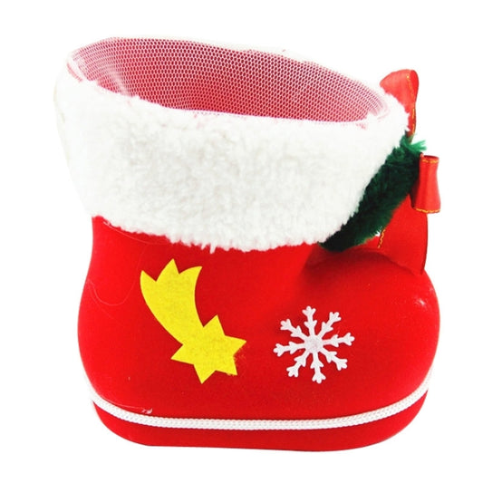 Santa Pattern Christmas Decoration Flocking Stocking Boot Candy Bag, Size: 13cm x 10cm x 7cm, Size: 13cm x 10cm x 7cm