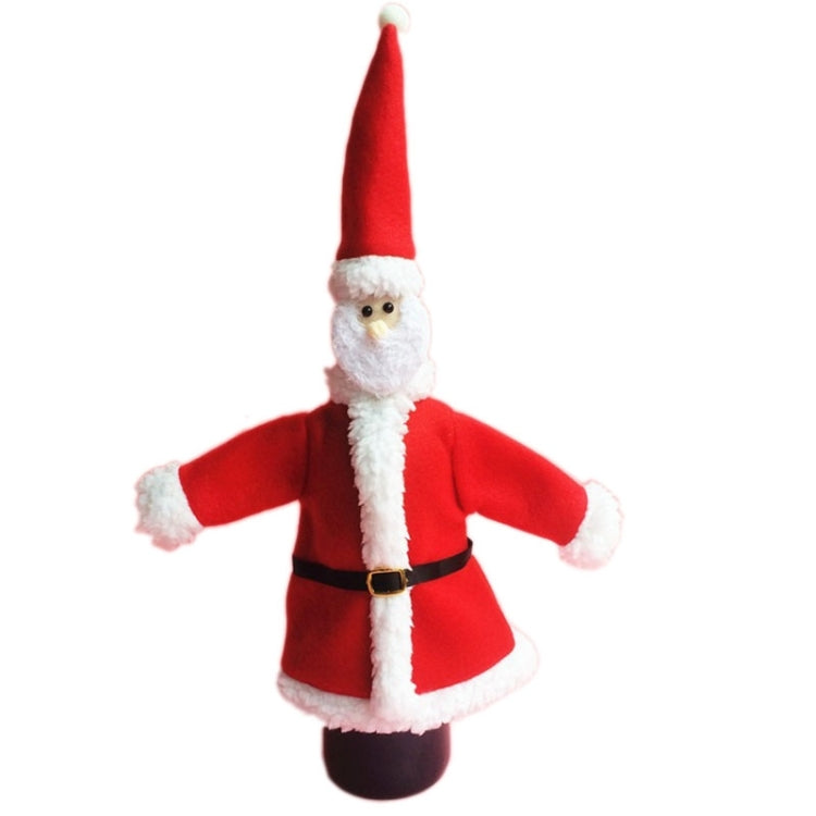 Christmas Dinner Table Santa Decoration Cloth Plush Champagne Wine Bottle Bags Sets, Santa  Cloth