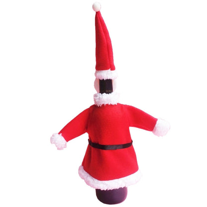 Christmas Dinner Table Santa Decoration Cloth Plush Champagne Wine Bottle Bags Sets, Santa  Cloth