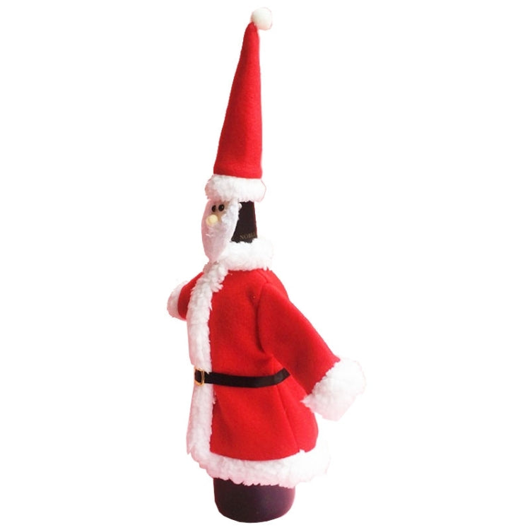 Christmas Dinner Table Santa Decoration Cloth Plush Champagne Wine Bottle Bags Sets, Santa  Cloth