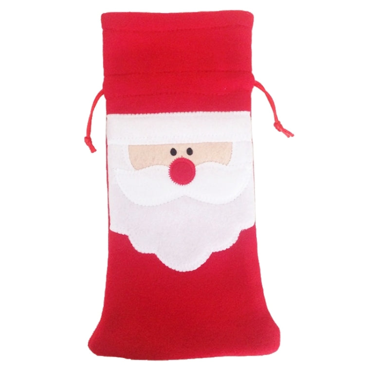 3 PCS Santa Pattern Christmas Dinner Table Decoration Plush Champagne Wine Bottle Bag, Santa Pattern  2