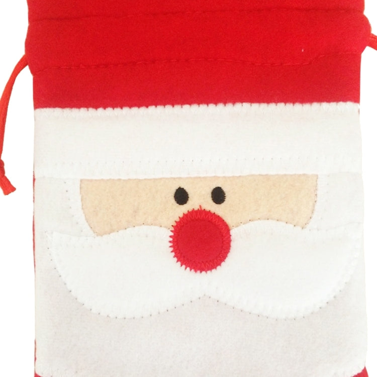 3 PCS Santa Pattern Christmas Dinner Table Decoration Plush Champagne Wine Bottle Bag, Santa Pattern  2