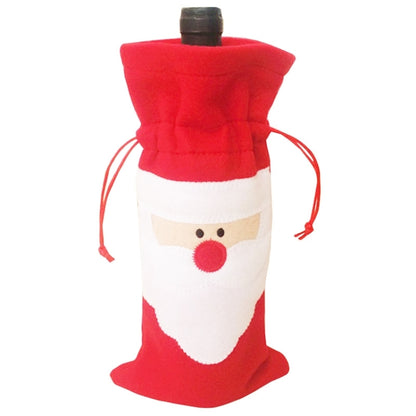 3 PCS Santa Pattern Christmas Dinner Table Decoration Plush Champagne Wine Bottle Bag, Santa Pattern  2