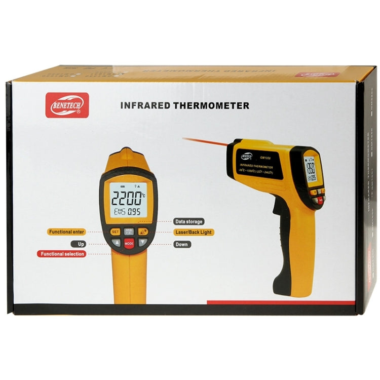 مقياس حرارة رقمي محمول بالأشعة تحت الحمراء بشاشة USB من بينيتك GM1651، نطاق القياس: من -30 إلى 1650 درجة مئوية، GM1651