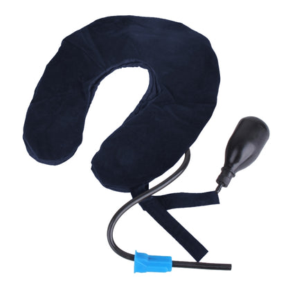 Inflatable Air Cervical Neck Traction Device Soft Head Back Shoulder Neck Ache Massager Headache Pain Relief Relaxation Brace, Half Cashmere (Dark Blue)