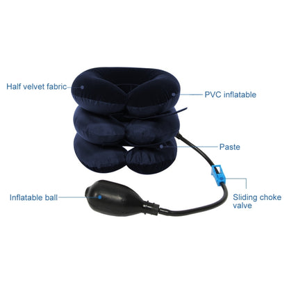 Inflatable Air Cervical Neck Traction Device Soft Head Back Shoulder Neck Ache Massager Headache Pain Relief Relaxation Brace, Half Cashmere (Dark Blue)