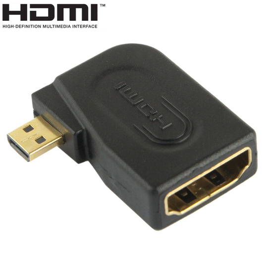 محول من مايكرو HDMI ذكر إلى HDMI أنثى 19 دبوس مطلي بالذهب بزاوية 90 درجة، مايكرو HDMI إلى HDMI