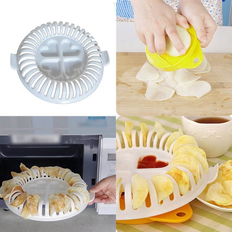 DIY Microwave Oven Baked Potato Chips Homemade Maker Machine Device with Slicer & Plate, DIY Microwave Oven