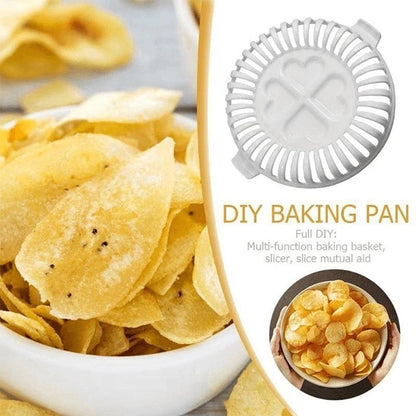DIY Microwave Oven Baked Potato Chips Homemade Maker Machine Device with Slicer & Plate, DIY Microwave Oven
