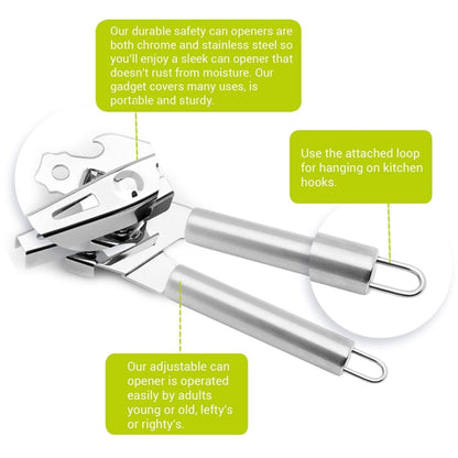 Multi-Functional Stainless Steel Can Bottle Opener, Silver