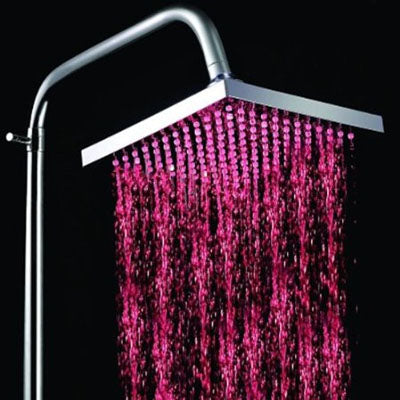 Square Temperature Sensor 3-Color (Blue / Pink / Red) LED Showerhead, SDH-B1