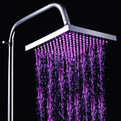 Square Temperature Sensor 3-Color (Blue / Pink / Red) LED Showerhead, SDH-B1