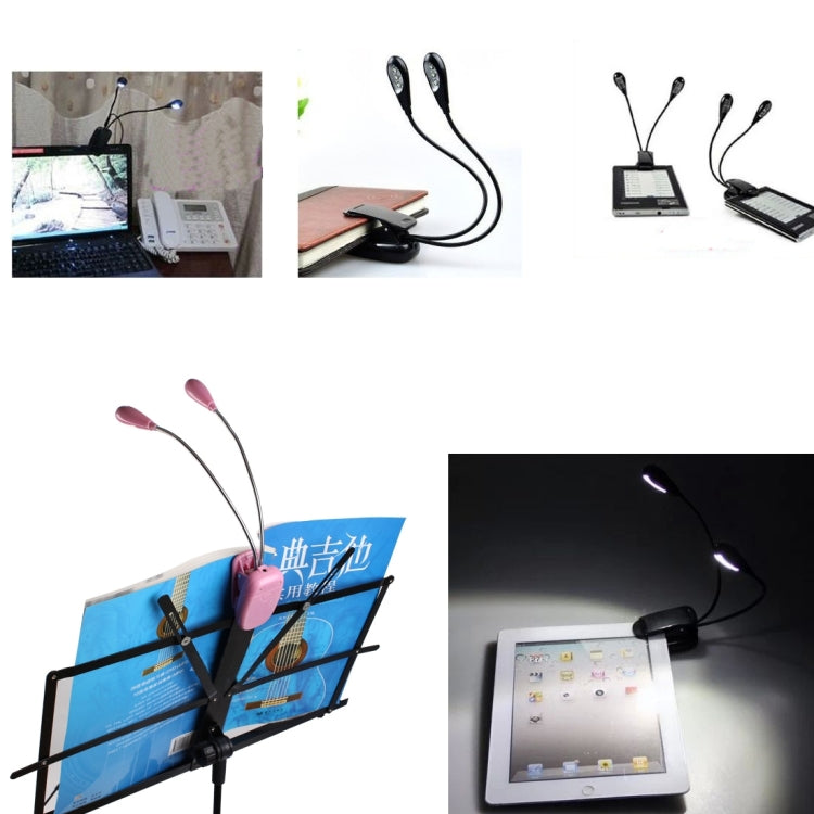 مصباح LED بمشبك ذراعين للقراءة والتخييم والمشي لمسافات طويلة