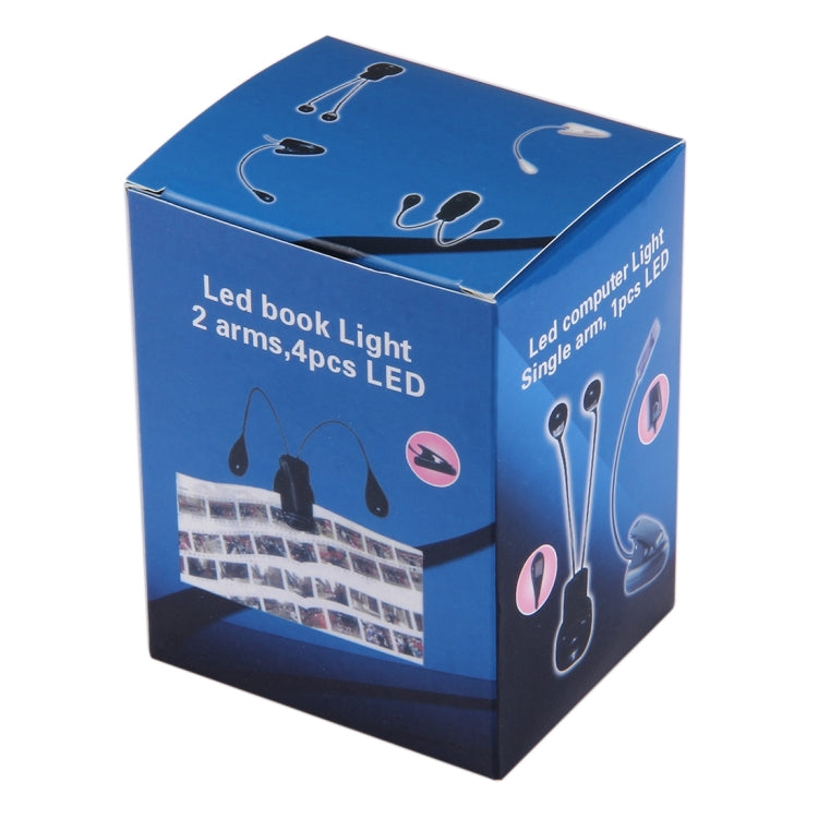 مصباح LED بمشبك ذراعين للقراءة والتخييم والمشي لمسافات طويلة