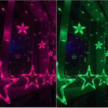 8-Mode Colorful 10 Stars Style Light Christmas Decorative Icicles Strip Light, EU Plug, Stars