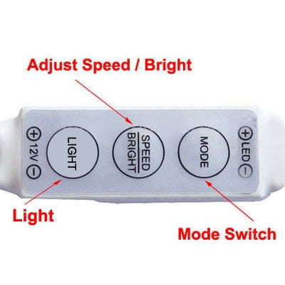 3 Keys Mini Controller Dimmer for 3528 / 5050 SMD Single Color LED Strip Light with DC Connector, DC 12V, DC 12V