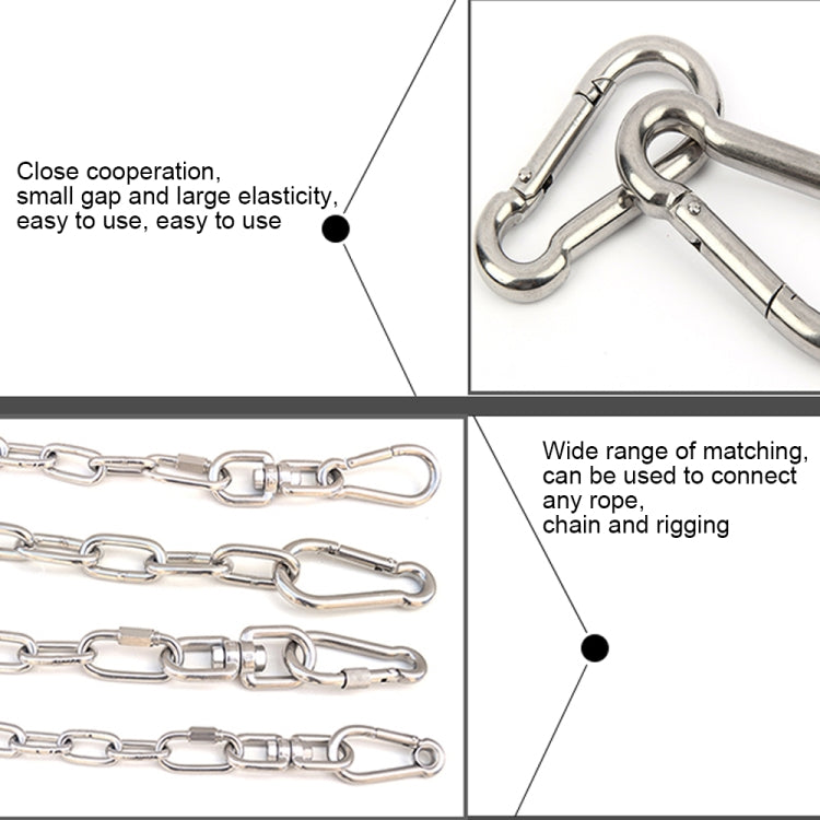 M5 Stainless Steel Carabiner Spring Hook Multi-tool Mountaineering Buckle Lock Camping Hook Rope, Inner Diameter: 4.9mm, M5