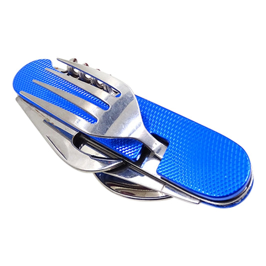 6-in-1 Stainless Steel Travel / Camping Folding Cutlery Set, Spoon + Fork + Knife +  Bottle Opener Set