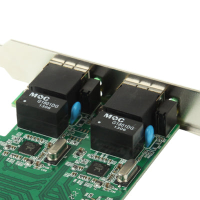 محول بطاقة وحدة تحكم PCI-Express Dual Gigabit Ethernet بمنفذين RJ45 10/100/1000 BASE-T (IO-PCE8111-2GLAN)، منفذين RJ45
